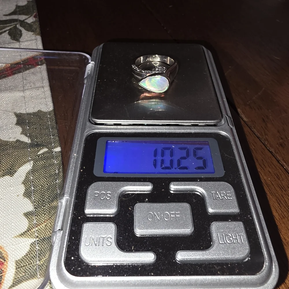 *Trade For Gold/Tiffanys 10 Gram 14kt White Gold Ethiopian Opal & Diamond Ring - Picture 16 of 16